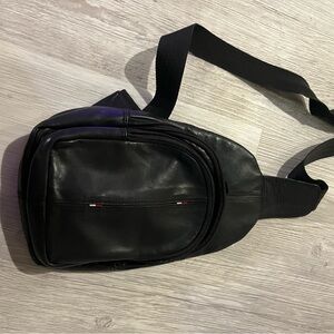 Tommy Hilfiger Black Faux Leather Men's Crossbody Bag